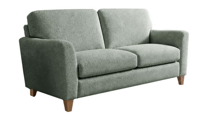 Signature Collection Medium 3 Seater Sofa in Cosmo Light Green Fabric with Oak Wood Legs